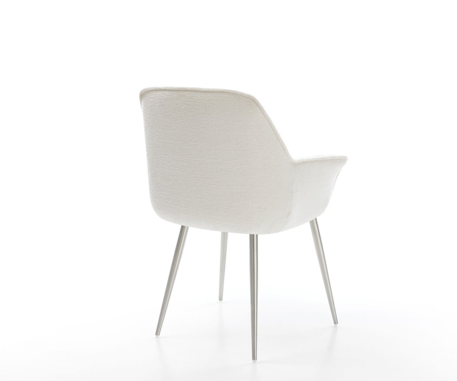 Jídelní židle Keila-Flex s područkami bouclé měkký béžová 4-nohá zúžená nerezová ocel - Obrázek 5