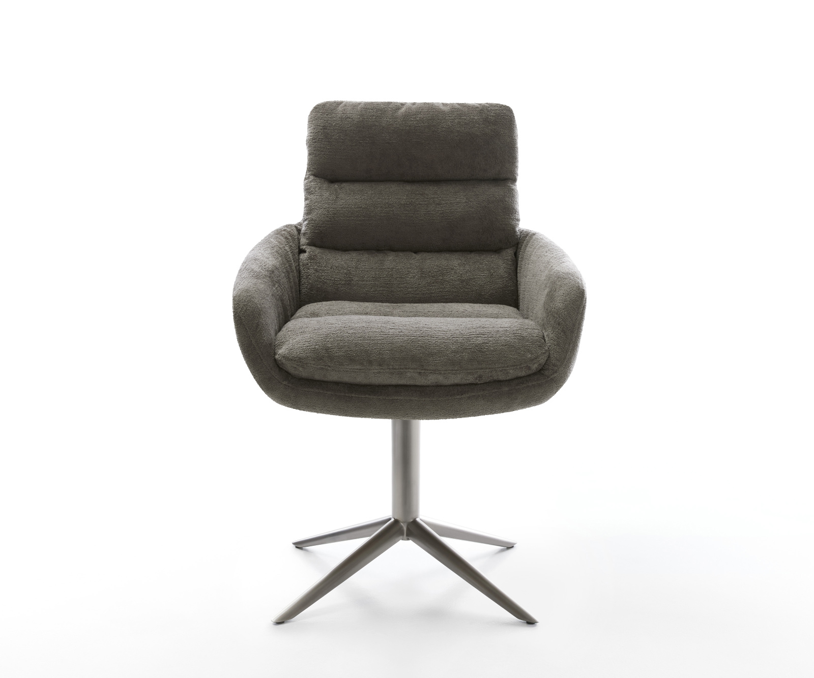 Jídelní židle Abelia-Flex s područkami bouclé měkký tmavě béžová křížová podnož grafit 360° otočný houpací funkce - Obrázek 2