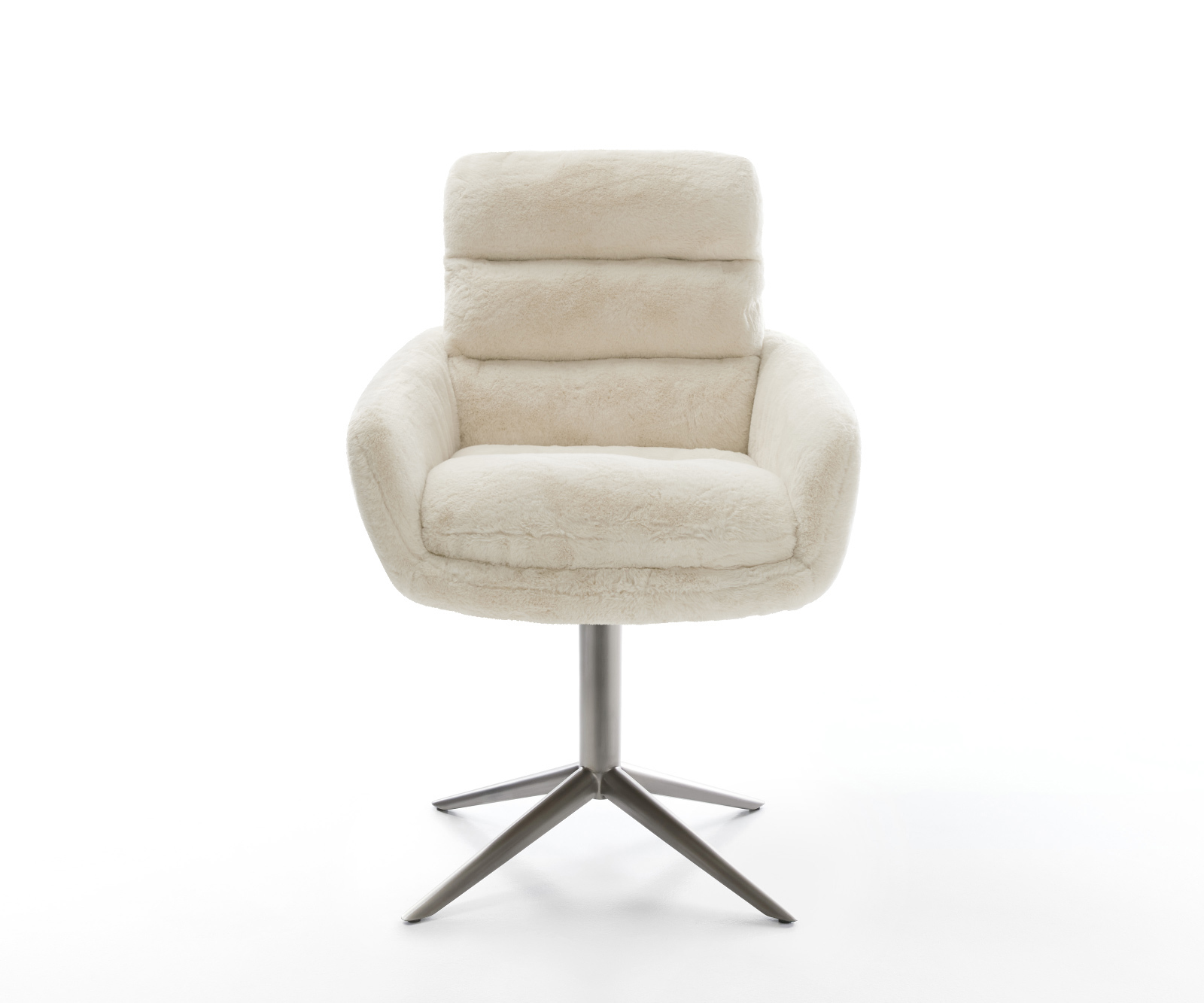 Jídelní židle Abelia-Flex s područkami plyšový manšestr krémová bílá podnož křížová grafit 360° otočný houpací funkce - Obrázek 2