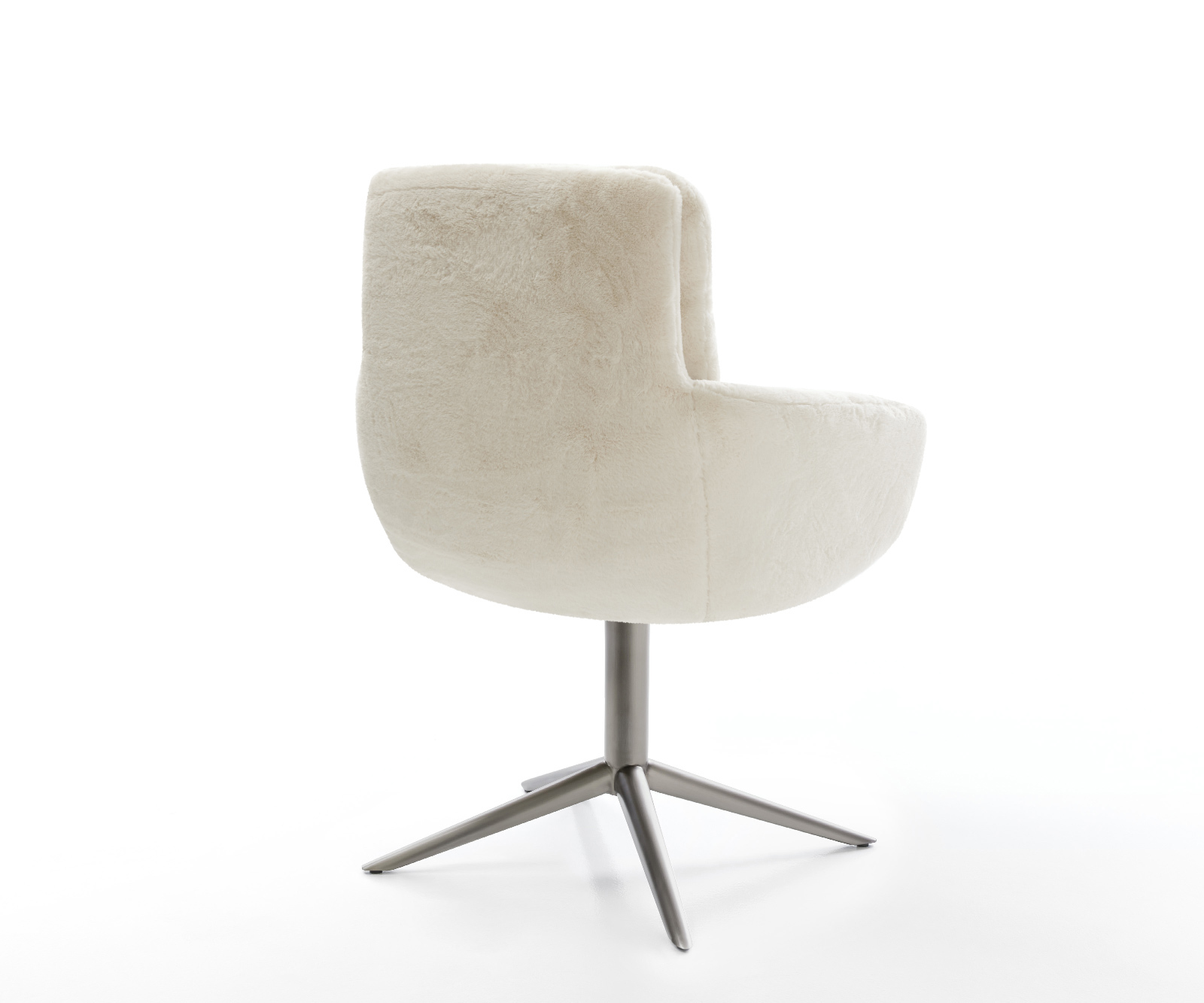 Jídelní židle Abelia-Flex s područkami plyšový manšestr krémová bílá podnož křížová grafit 360° otočný houpací funkce - Obrázek 5