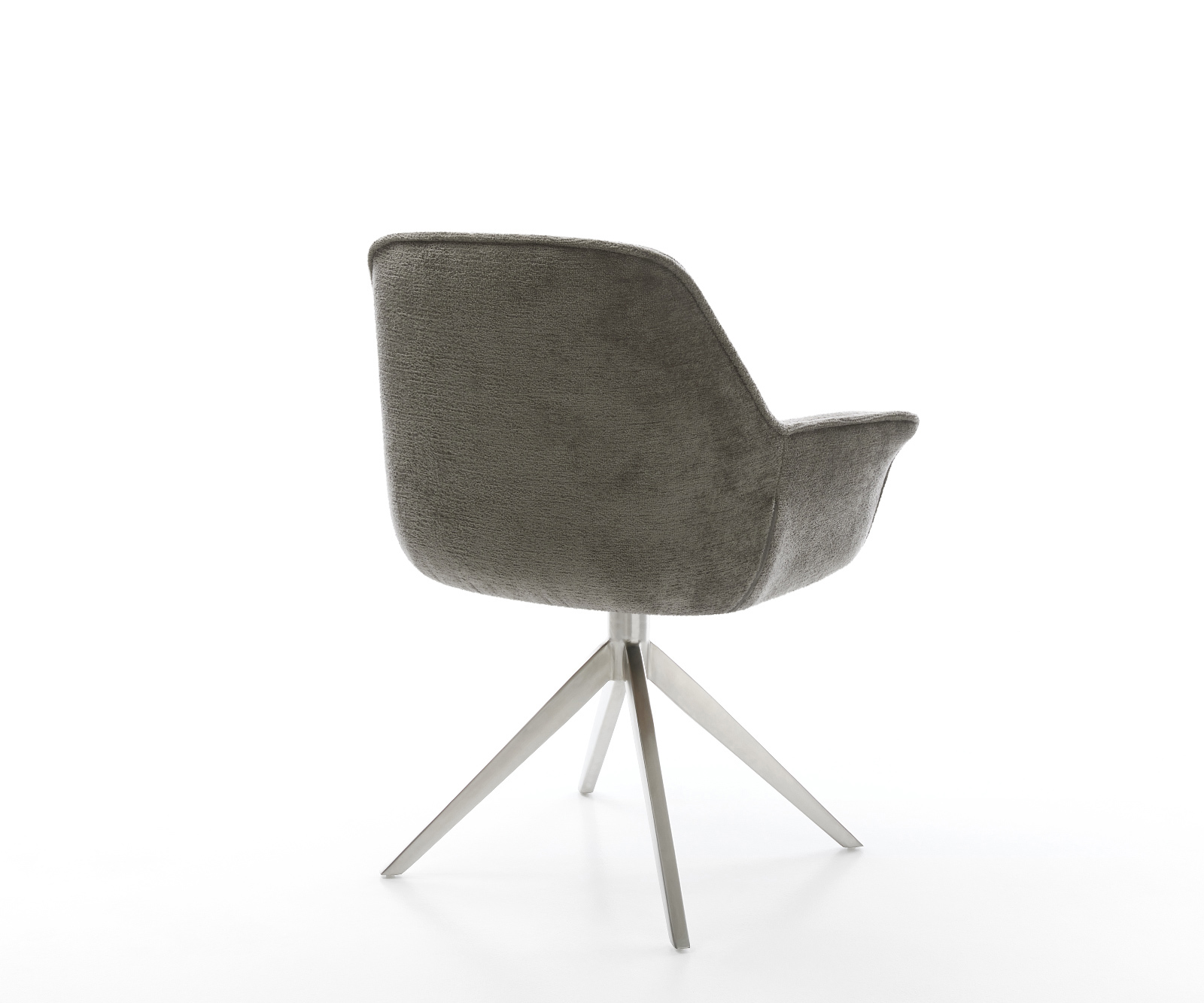 Jídelní židle Keila-Flex s područkami bouclé měkký tmavě béžová křížová podnož široká nerezová ocel 360° otočný houpací funkce - Obrázek 5