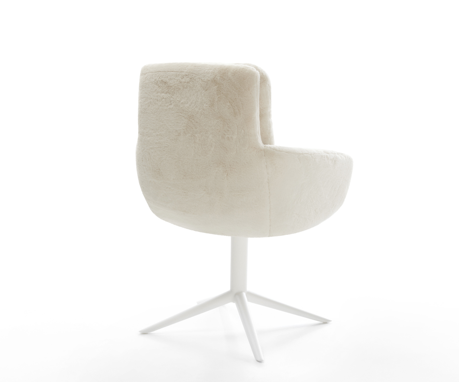 Jídelní židle Abelia-Flex s područkami plyšový manšestr krémová bílá křížová podnož bílá 360° otočný houpací funkce - Obrázek 5