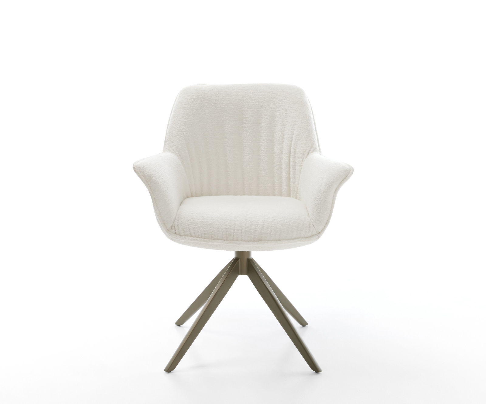 Jídelní židle Keila-Flex s područkami bouclé měkký béžová křížová podnož široká titanová barva 360° otočný houpací funkce - Obrázek 2