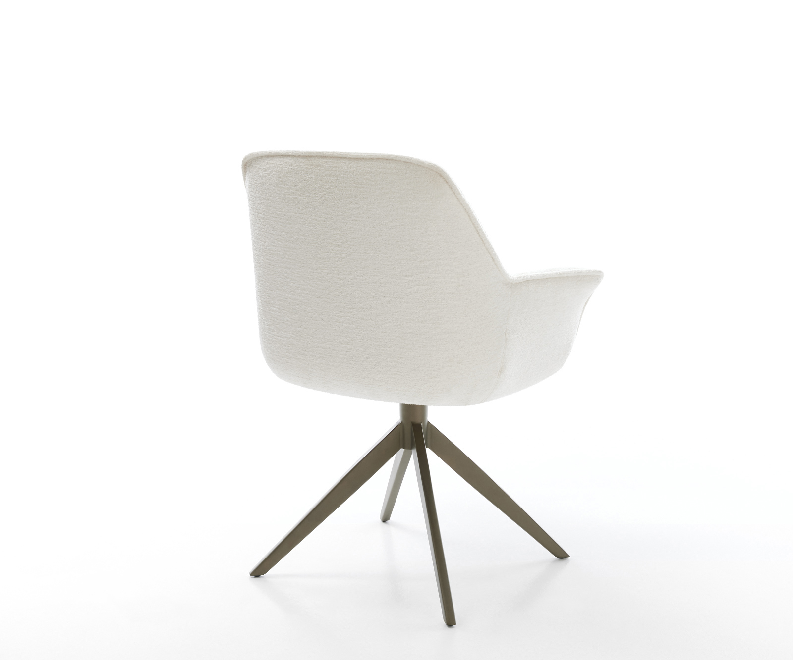 Jídelní židle Keila-Flex s područkami bouclé měkký béžová křížová podnož široká titanová barva 360° otočný houpací funkce - Obrázek 5