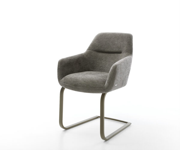 Jídelní židle Pejo-Flex bouclé měkký tmavě béžová jídelní židle plochý titanová barva taštičkové pružiny