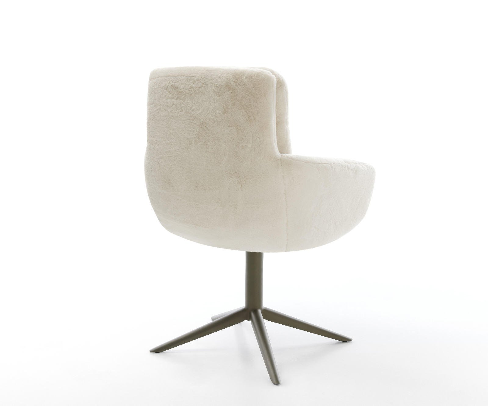 Jídelní židle Abelia-Flex s područkami plyšový manšestr krémová bílá křížová podnož titanová barva 360° otočný houpací funkce - Obrázek 5