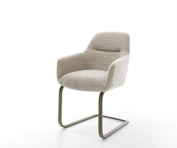 Jídelní židle Pejo-Flex tkanina Měkký béžová jídelní židle plochá Titanová barva taštičkové pružiny