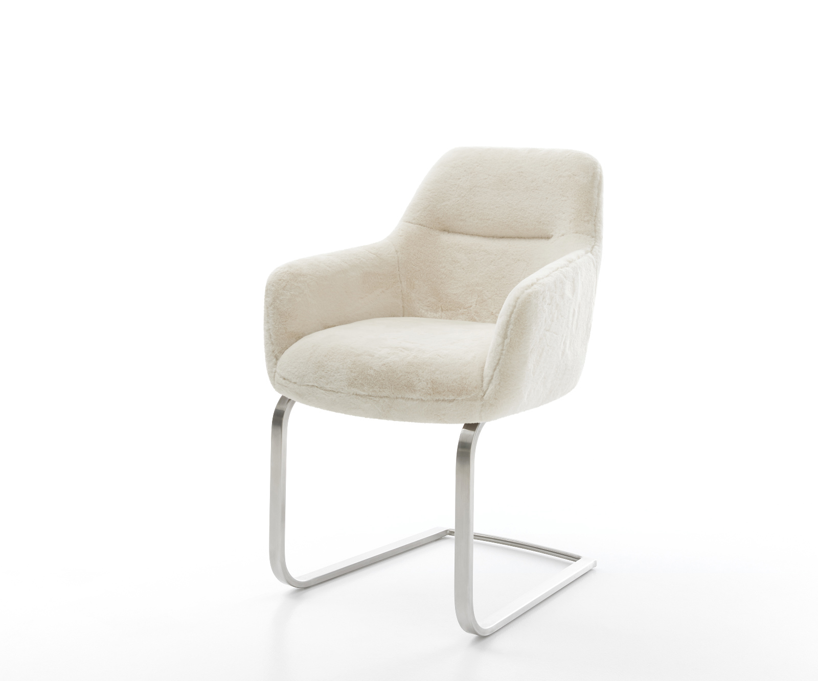 Jídelní židle Pejo-Flex plyšový manšestr krémová bílá jídelní židle plochý nerezová ocel taštičkové pružiny