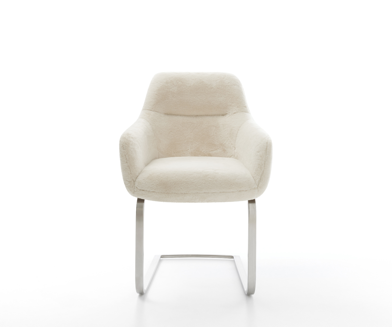 Jídelní židle Pejo-Flex plyšový manšestr krémová bílá jídelní židle plochý nerezová ocel taštičkové pružiny - Obrázek 2