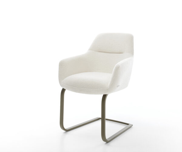 Jídelní židle Pejo-Flex bouclé měkký béžová jídelní židle plochý titanová barva taštičkové pružiny