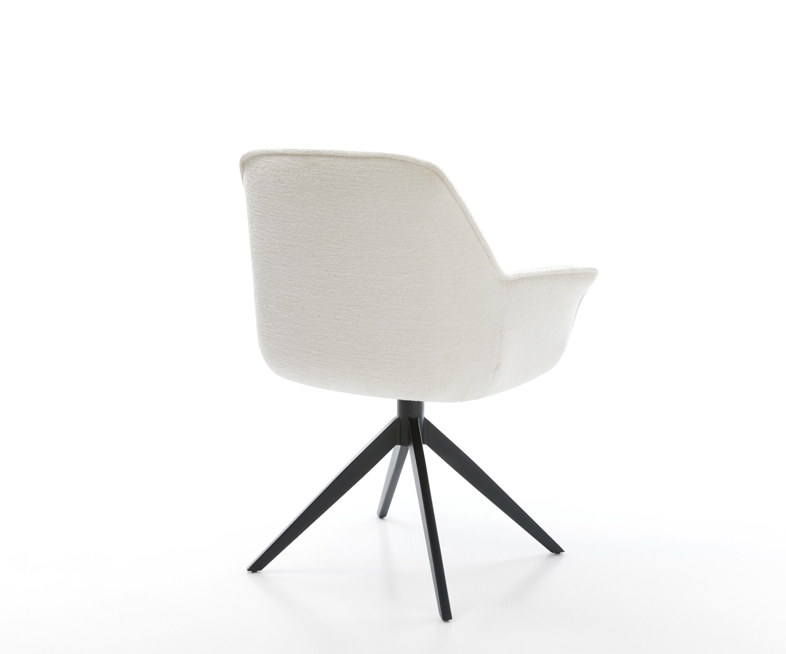 Jídelní židle Keila-Flex s područkami bouclé měkký béžová křížová podnož široká černá 360° otočný houpací funkce - Obrázek 5