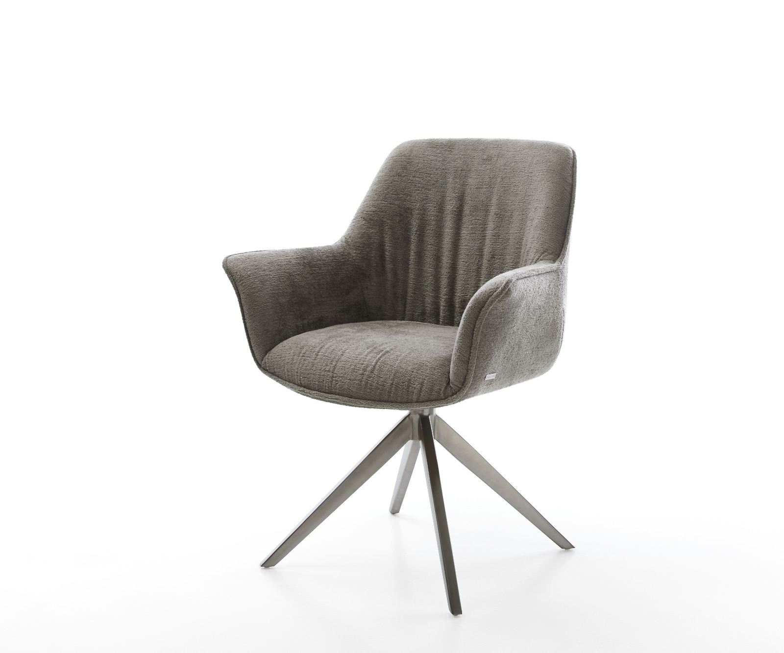 Jídelní židle Keila-Flex s područkami bouclé měkký tmavě béžová křížová podnož široká grafitová 360° otočná houpací funkce