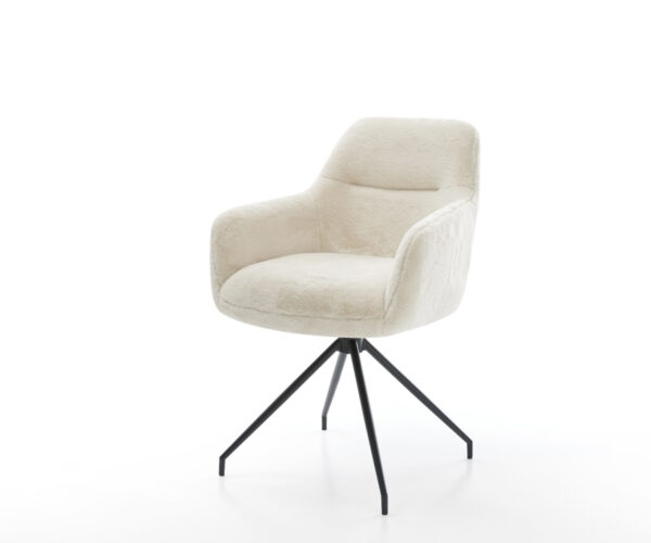 Jídelní židle Pejo-Flex plyšový manšestr krémová bílá křížová podnož zúžená černá taštičkové pružiny