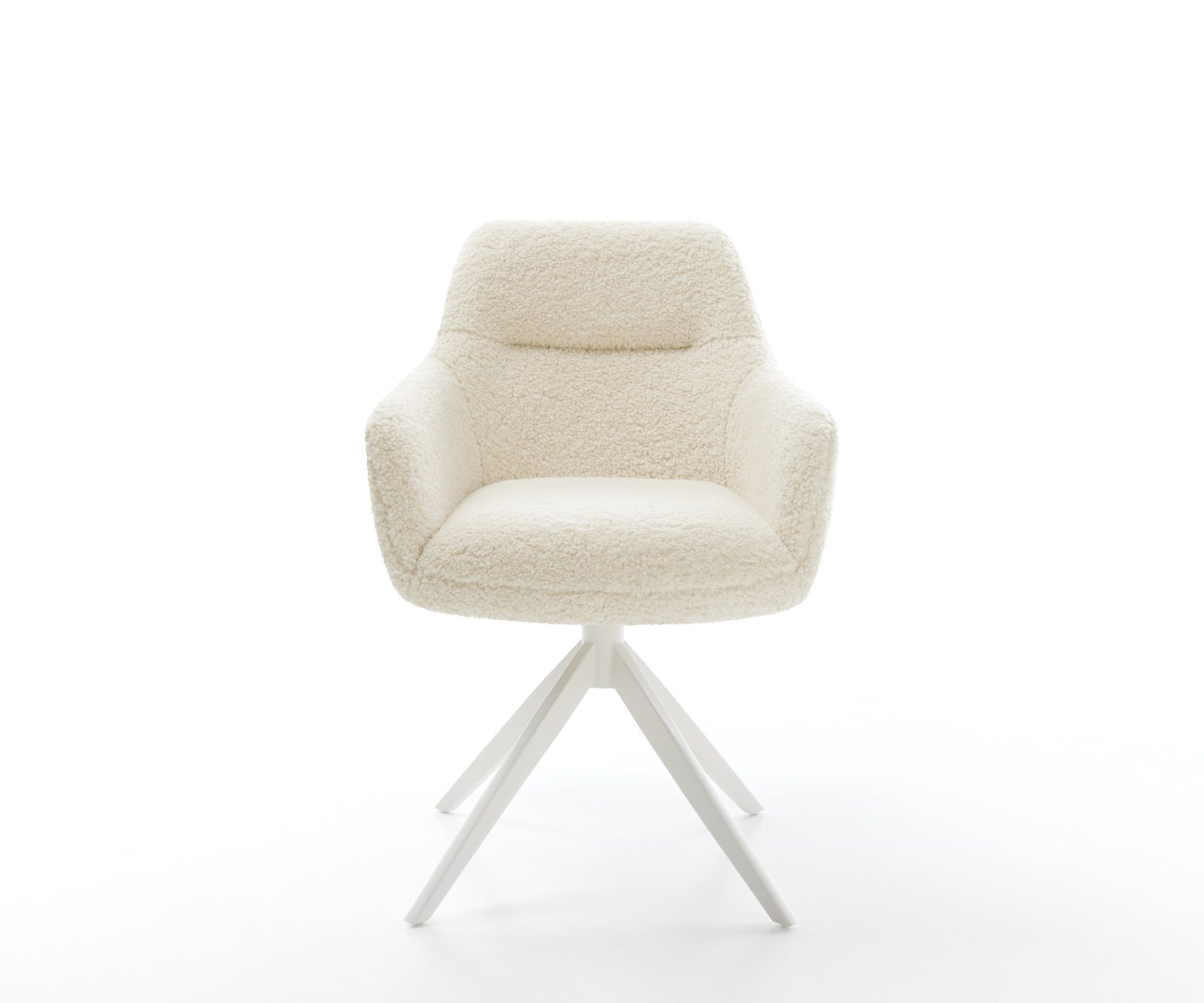 Jídelní židle Pejo-Flex plyšový manšestr béžová křížová podnož široká bílá 360° otočný houpací funkce taštičkové pružiny - Obrázek 2