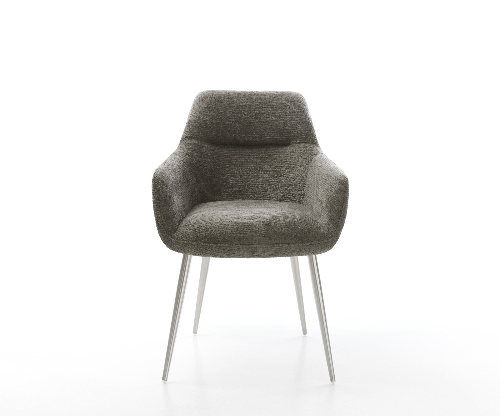 Jídelní židle Pejo-Flex bouclé měkký tmavě béžová 4-nohá zúžená nerezová ocel taštičkové pružiny - Obrázek 2