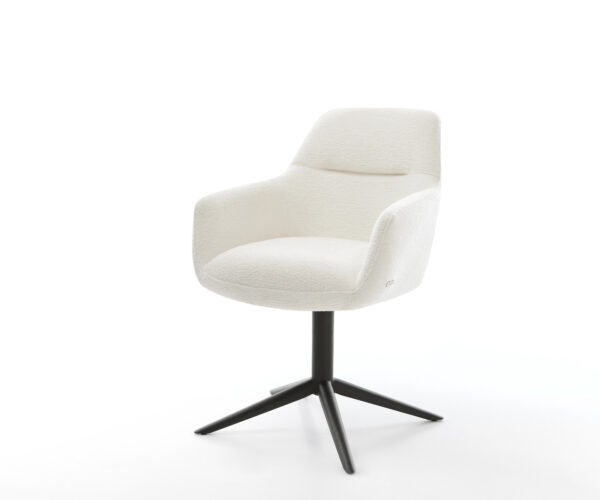 Jídelní židle Pejo-Flex bouclé měkký béžová křížová podnož černá 360° otočný houpací funkce taštičkové pružiny