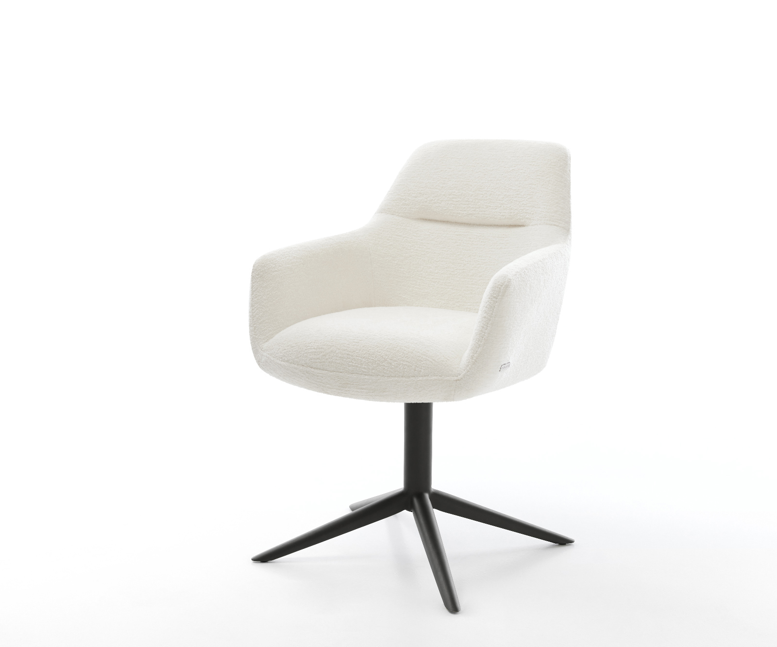 Jídelní židle Pejo-Flex bouclé měkký béžová křížová podnož černá 360° otočný houpací funkce taštičkové pružiny