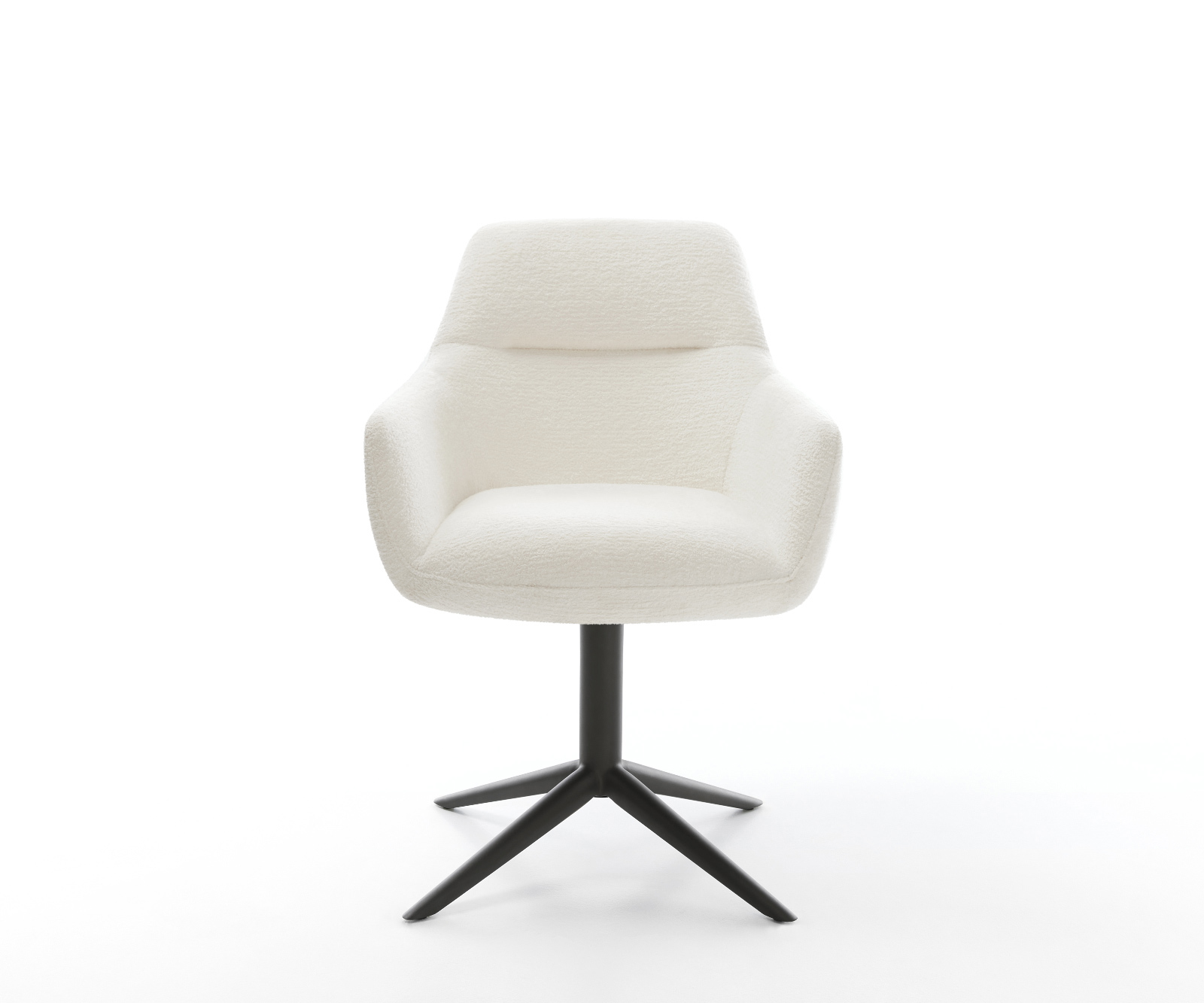 Jídelní židle Pejo-Flex bouclé měkký béžová křížová podnož černá 360° otočný houpací funkce taštičkové pružiny - Obrázek 2