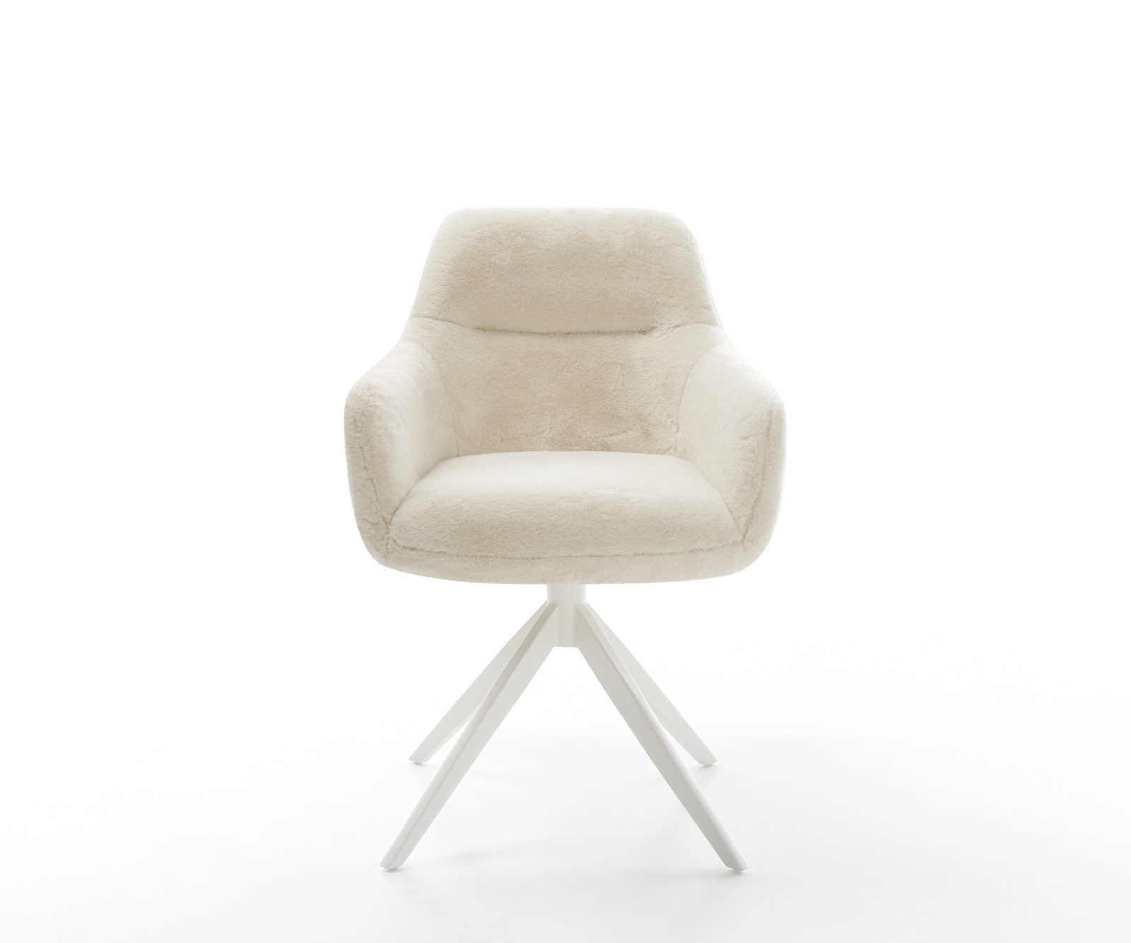 Jídelní židle Pejo-Flex plyšový manšestr krémová bílá křížová podnož široká bílá 360° otočný houpací funkce taštičkové pružiny - Obrázek 2