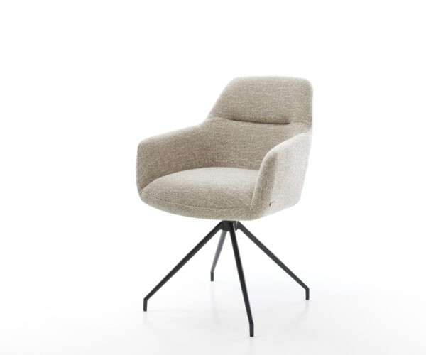 Jídelní židle Pejo-Flex tkanina Měkký béžová křížová podnož zúžená černá taštičkové pružiny