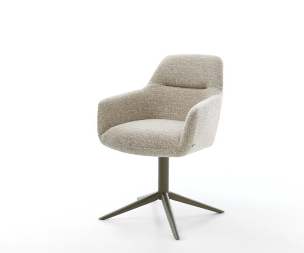 Jídelní židle Pejo-Flex tkanina Měkký béžová křížová podnož Titanová barva 360° otočný houpací funkce taštičkové pružiny