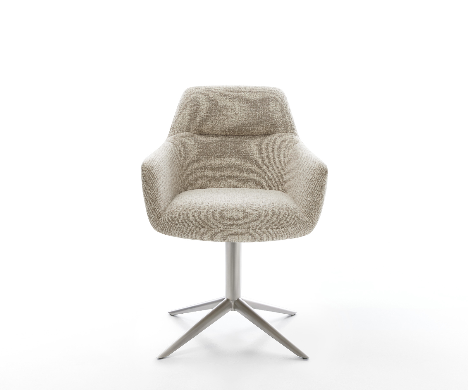 Jídelní židle Pejo-Flex tkanina Měkký béžová křížová podnož nerezová ocel 360° otočný houpací funkce taštičkové pružiny - Obrázek 2