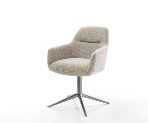 Jídelní židle Pejo-Flex tkanina Měkký béžová křížová podnož grafit 360° otočný houpací funkce taštičkové pružiny