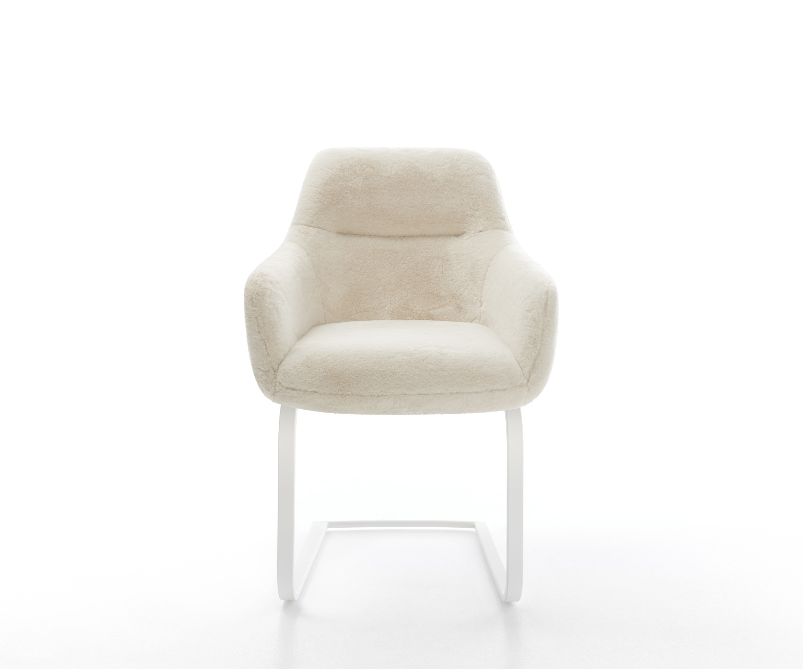 Jídelní židle Pejo-Flex plyšový manšestr krémová bílá konzolová podnož plochá bílá taštičkové pružiny - Obrázek 2