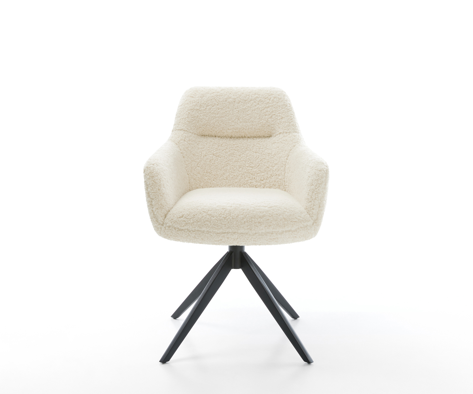 Jídelní židle Pejo-Flex plyšový manšestr béžová křížová podnož široká černá 360° otočný houpací funkce taštičkové pružiny - Obrázek 2