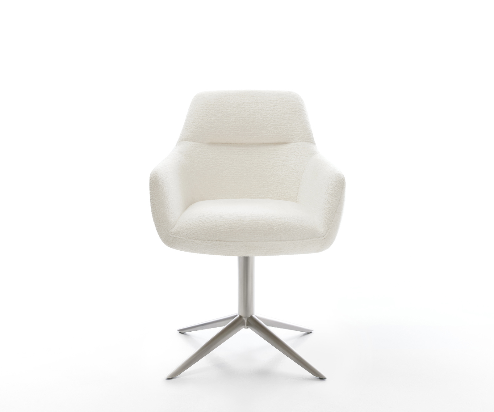 Jídelní židle Pejo-Flex bouclé měkký béžová podnož křížová nerezová ocel 360° otočný houpací funkce taštičkové pružiny - Obrázek 2