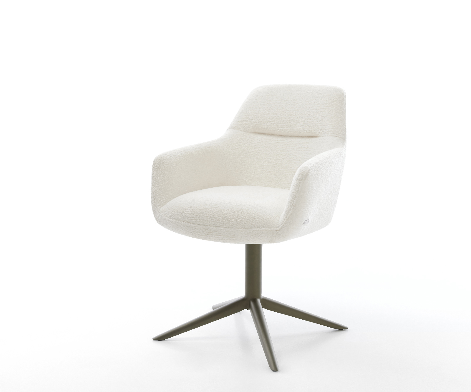 Jídelní židle Pejo-Flex bouclé měkký béžová podnož křížová titanová barva 360° otočný houpací funkce taštičkové pružiny