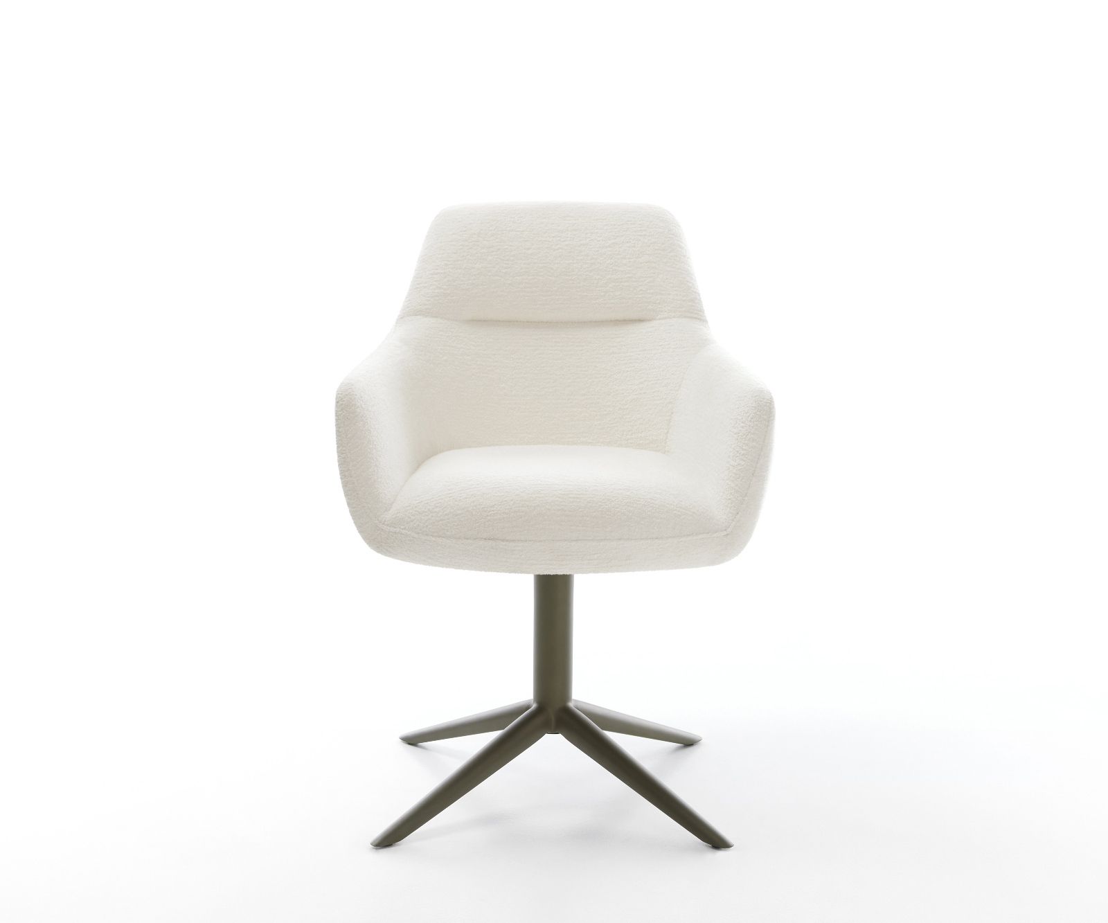 Jídelní židle Pejo-Flex bouclé měkký béžová podnož křížová titanová barva 360° otočný houpací funkce taštičkové pružiny - Obrázek 2