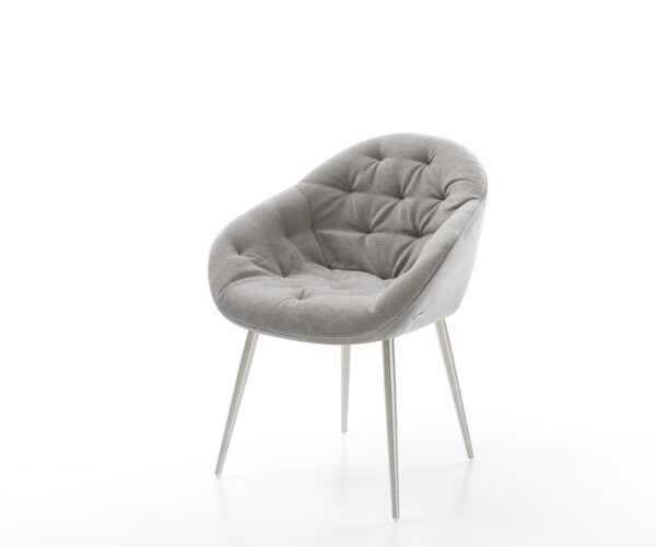 Jídelní židle Gaio-Flex strukturovaná látka Měkký šedá 4-nohá zúžená nerezová ocel