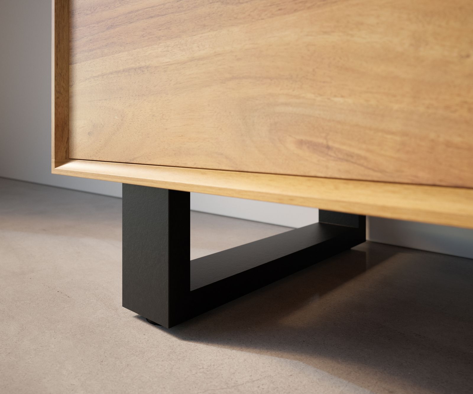 Podnož zkosená 12,5 cm kov černá pro skříň hloubky 45 cm (2 ks sada) - Obrázek 2