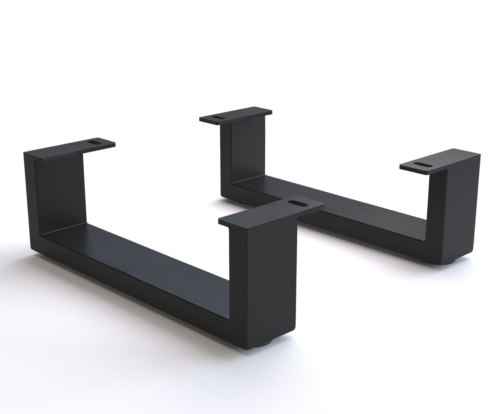 Podnož zkosená 12,5 cm kov černá pro skříň hloubky 45 cm (2 ks sada)