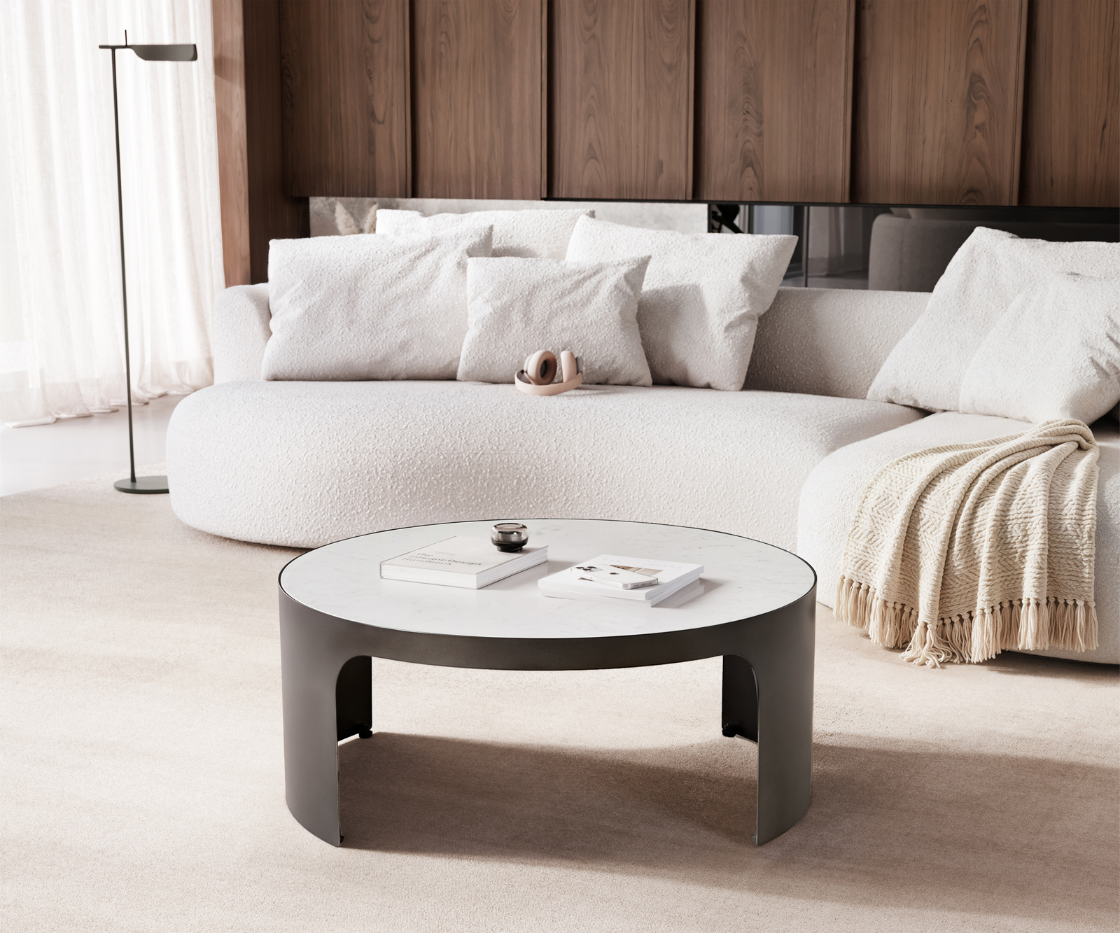 Konferenční stolek Alerio 90x90 cm mramor bílá kov černá vintage - Obrázek 5