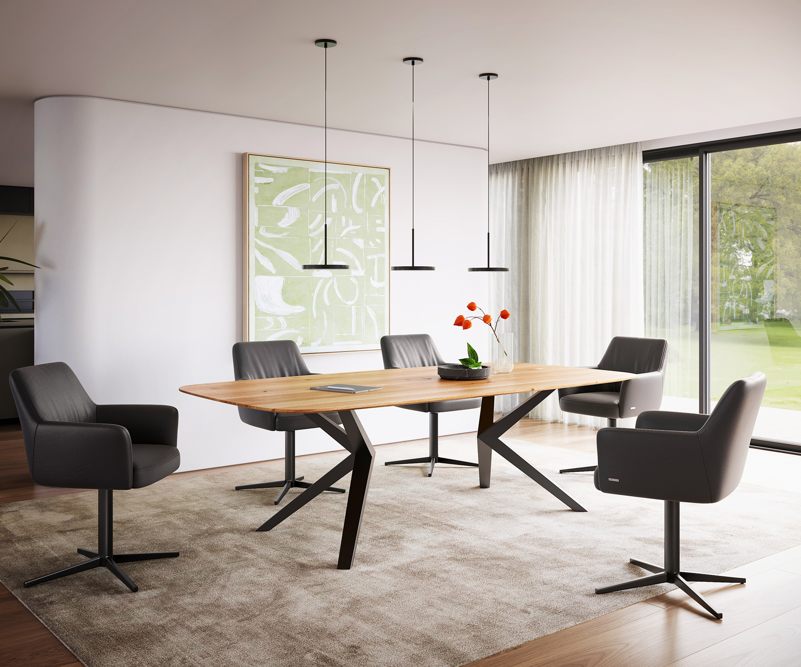 Jídelní stůl Edge deska 240x120x2,5-3 cm dub přírodní švýcarská hrana - Obrázek 4