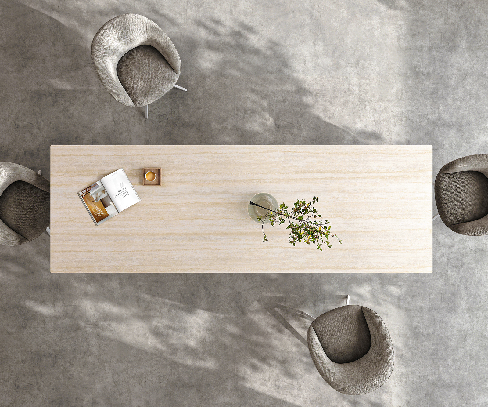 Jídelní stůl Edge 300x100 keramika Laminam® Travertino Bianco krémová bílá Spider kov bílá - Obrázek 7