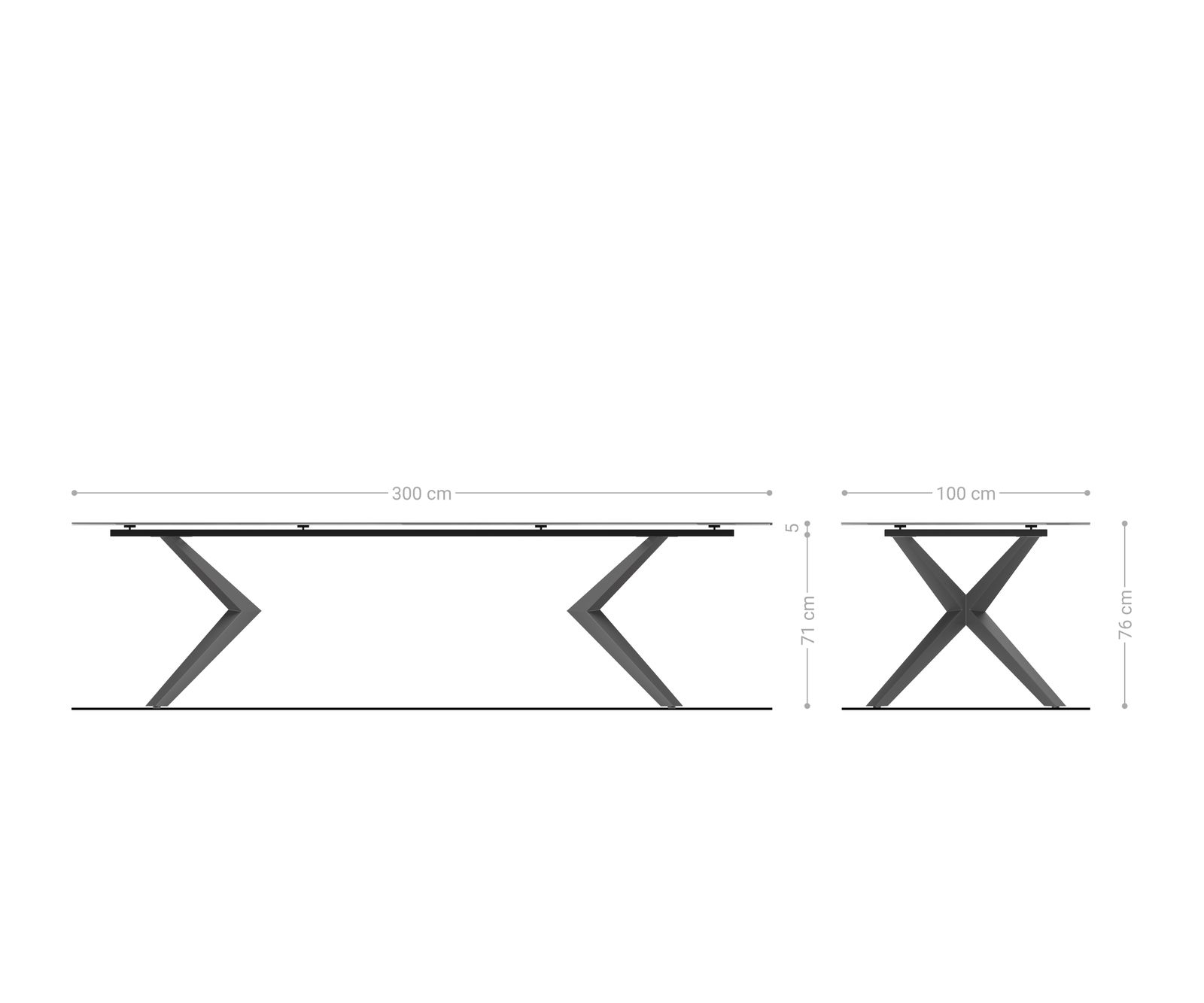 Jídelní stůl Edge 300x100 keramika Laminam® Travertino Bianco krémově bílá Zenthara hranatý kov titanová barva - Obrázek 8