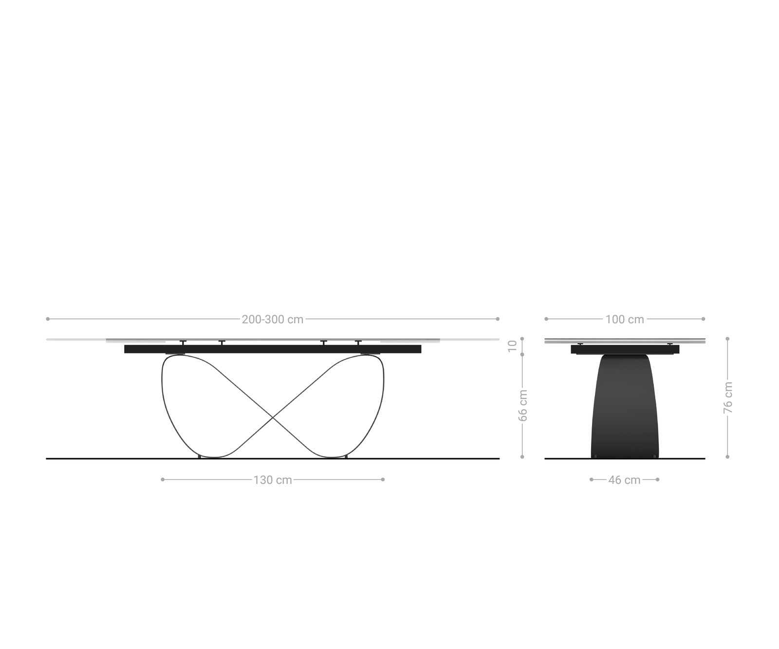 Jídelní stůl Edge 200-300x100 cm keramika Laminam® Statuarietto bílá Infinity kov černý rozkládací - Obrázek 9