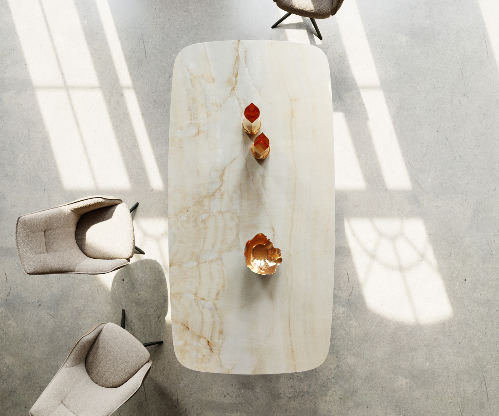 Jídelní stůl Edge Boot 240x120 cm keramika Iris FMG Onice Oro křížová podnož obdélník černá - Obrázek 4