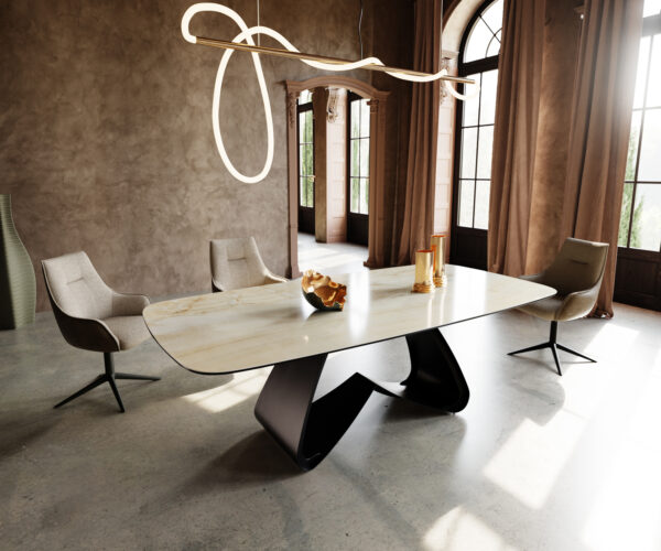 Jídelní stůl Edge Boot 240x120 cm keramika Iris FMG Onice Oro W-podnož kov černá