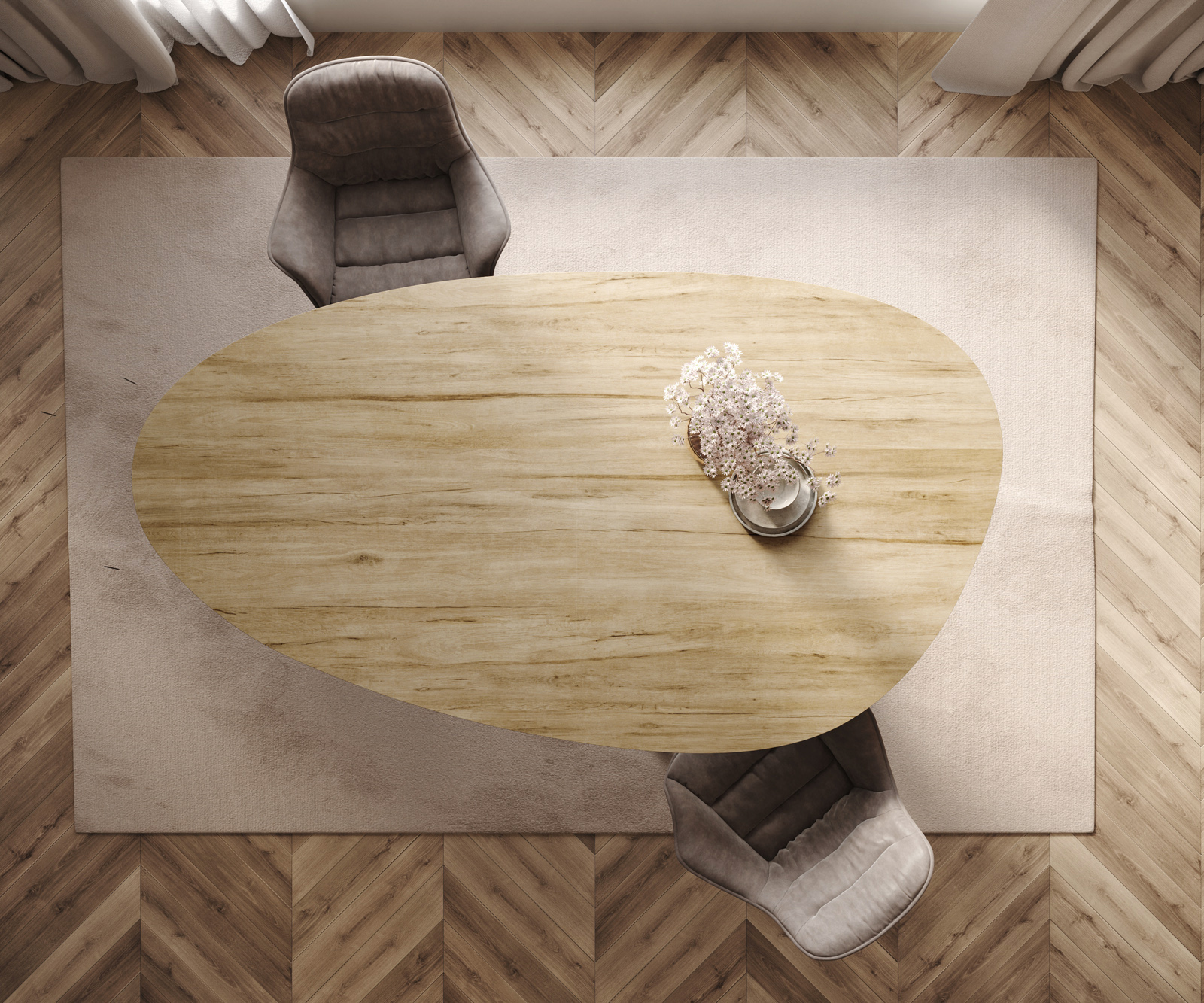 Jídelní stůl Edge oválný 220x120 cm keramika Laminam® sabbia dubová barva kov šikmý černý - Obrázek 6