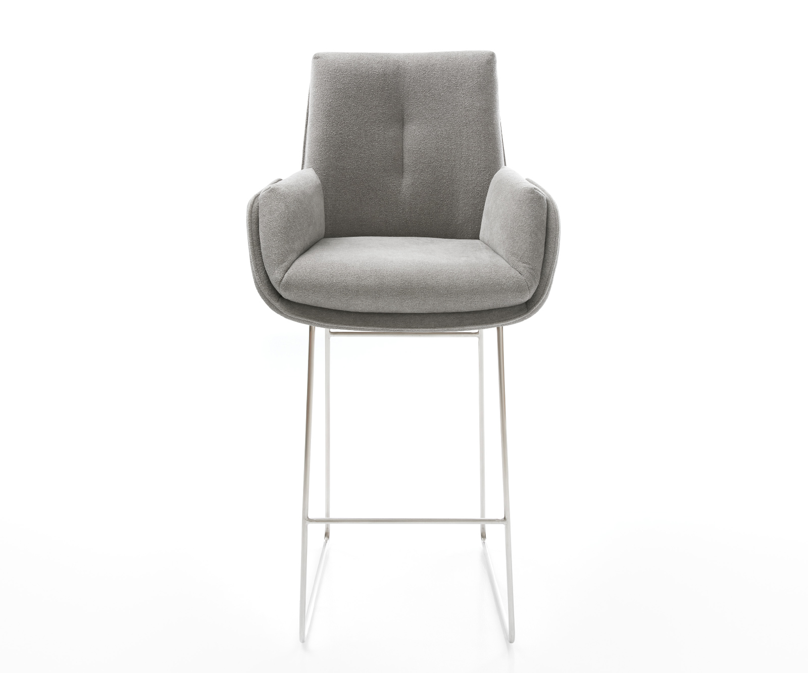 Barová židle Clea-Flex látka Měkký šedá tenká podnož nerezová ocel - Obrázek 2