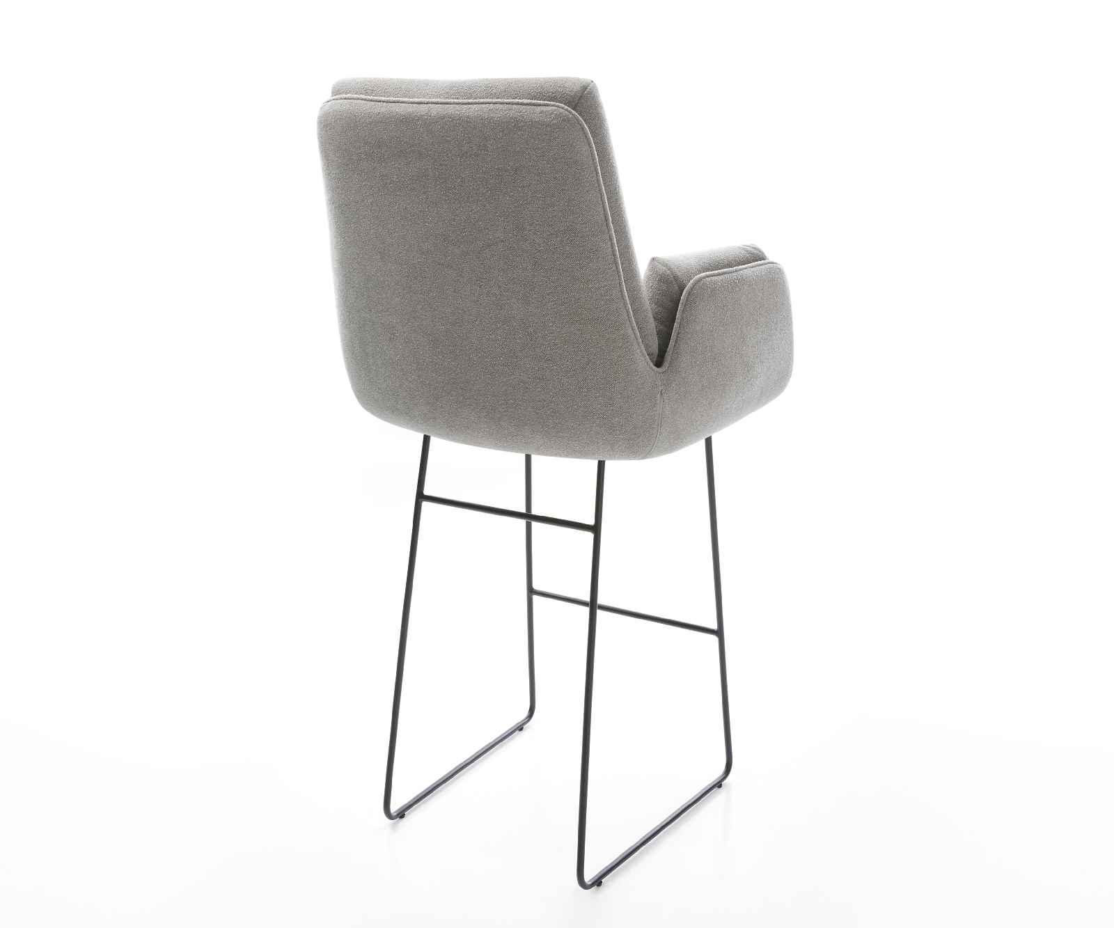 Barová židle Clea-Flex strukturovaná látka Měkký šedá tenká podnož kov - Obrázek 5
