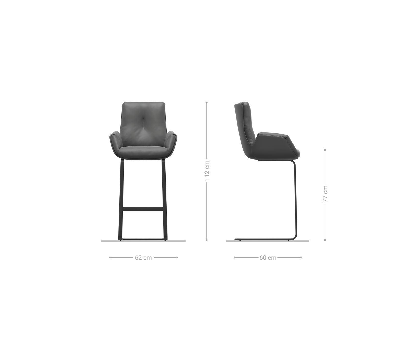 Barová židle Clea-Flex strukturovaná látka Měkký šedá jídelní židle plochá nerezová ocel - Obrázek 6