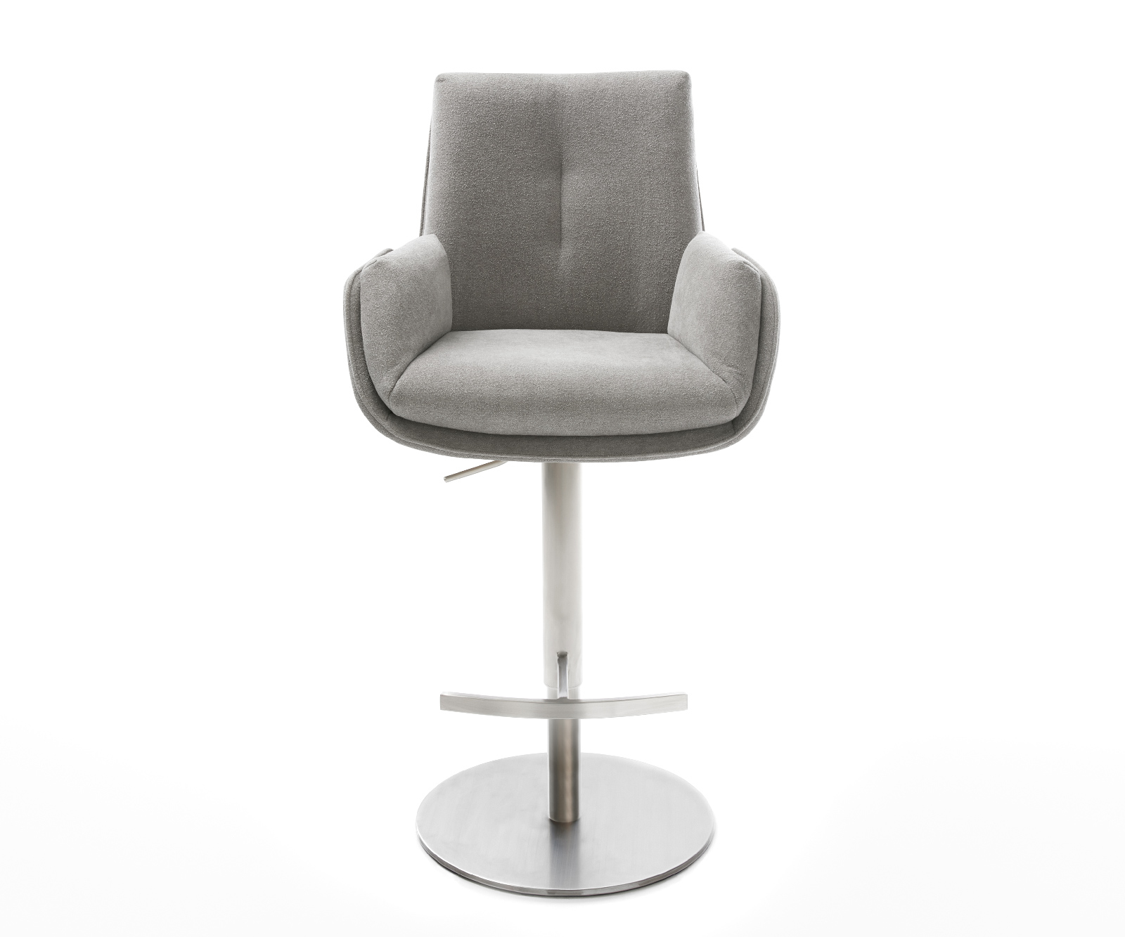 Barová židle Clea-Flex látka Měkký šedá otočná podnož výškově nastavitelná nerezová ocel otočný - Obrázek 2