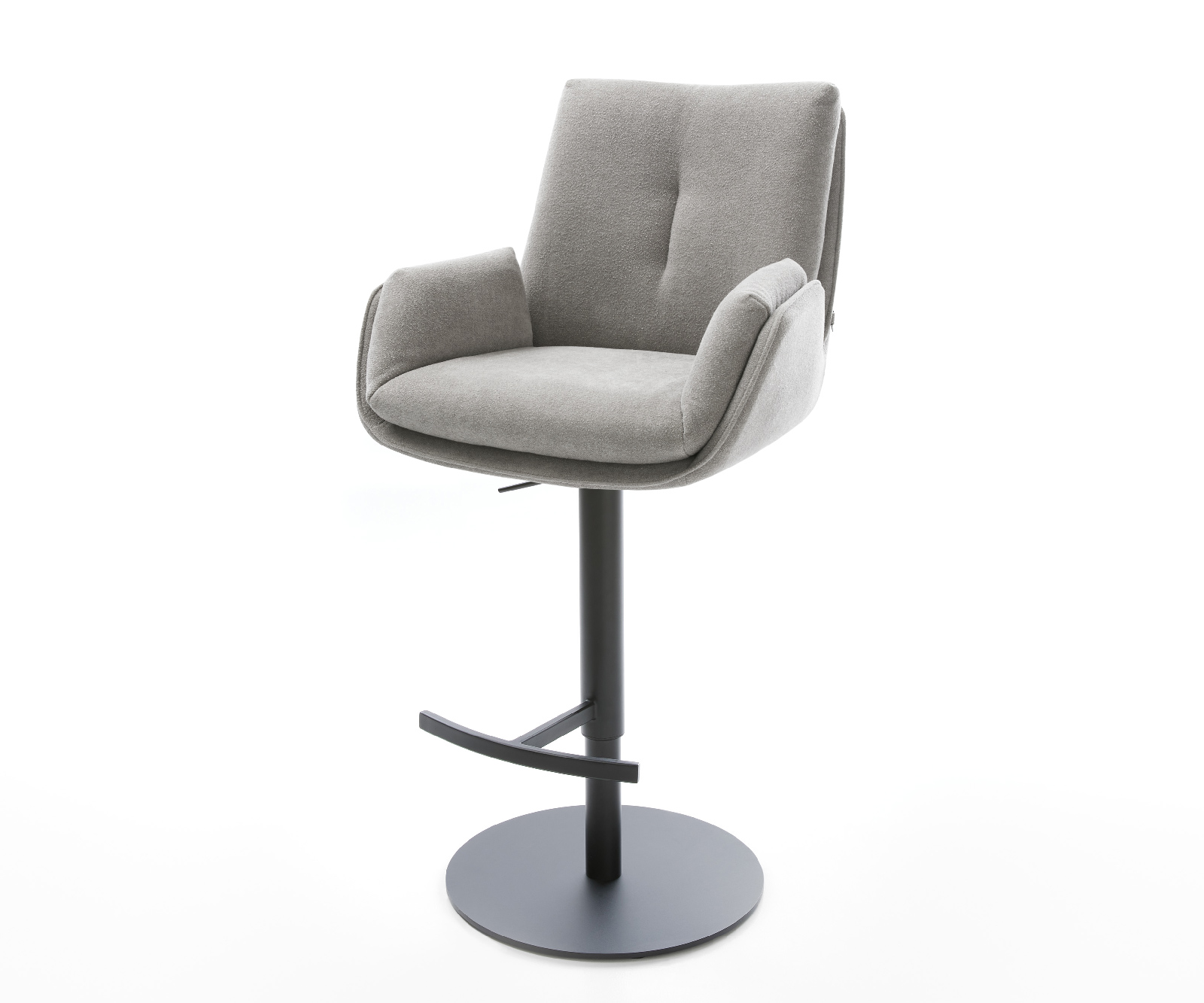 Barová židle Clea-Flex látka Měkký šedá otočná podnož výškově nastavitelná kov otočný