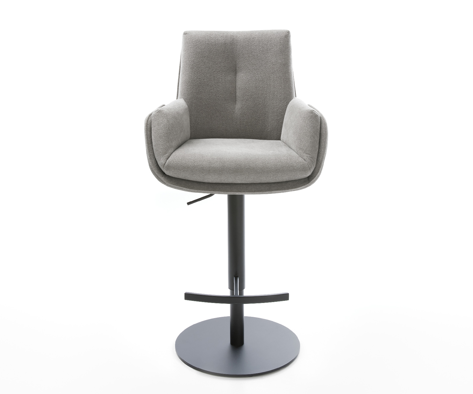 Barová židle Clea-Flex látka Měkký šedá otočná podnož výškově nastavitelná kov otočný - Obrázek 2