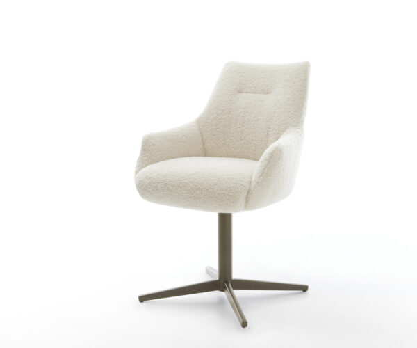 Jídelní židle Alja-Flex s područkami Teddy béžová křížová podnož titanová barva 360° otočný taštičkové pružiny